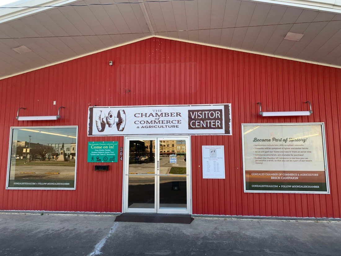 A red building facing Market Square is the newest home of the Visitors Center, and the Gonzales Chamber of Commerce and Agriculture